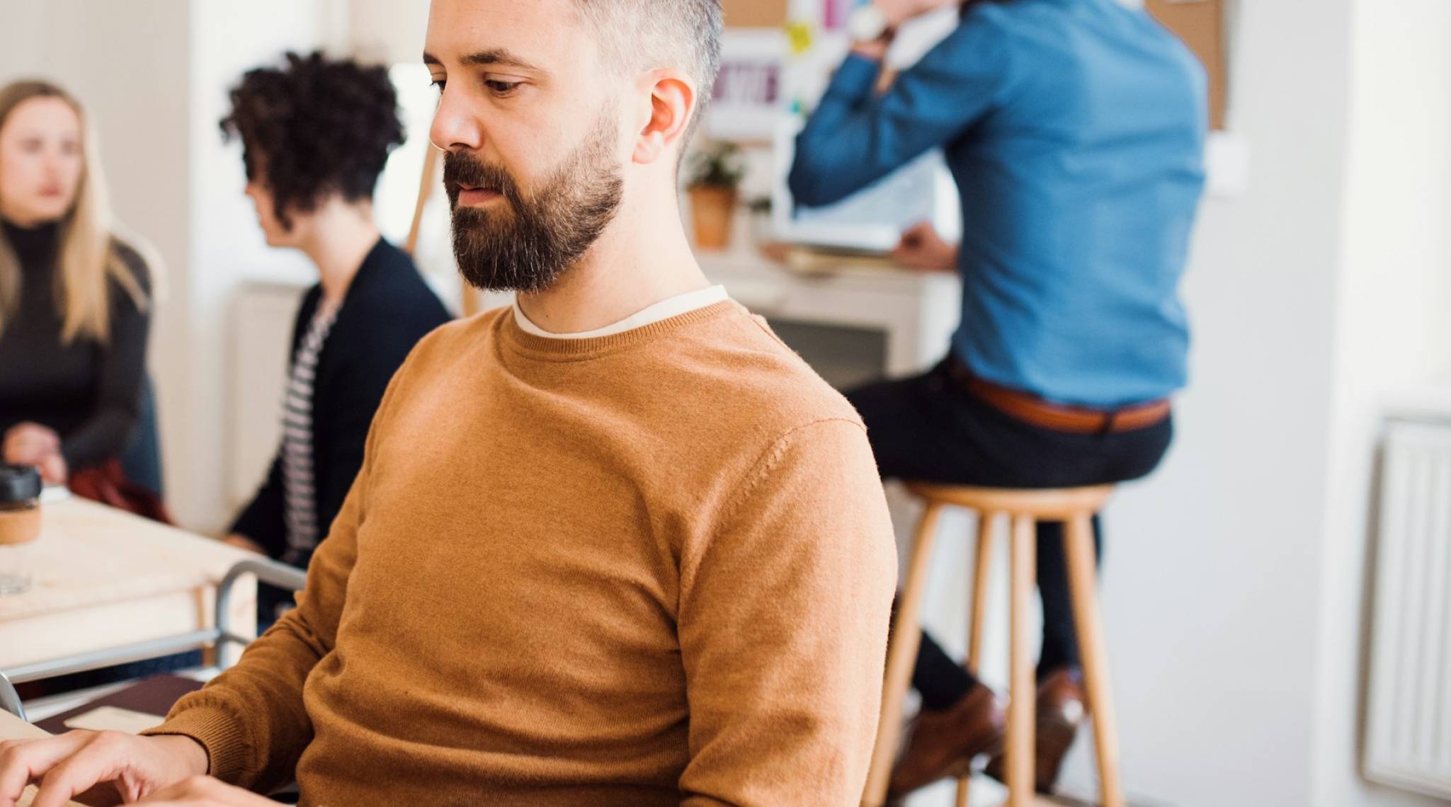 Guy Sitting on Computer